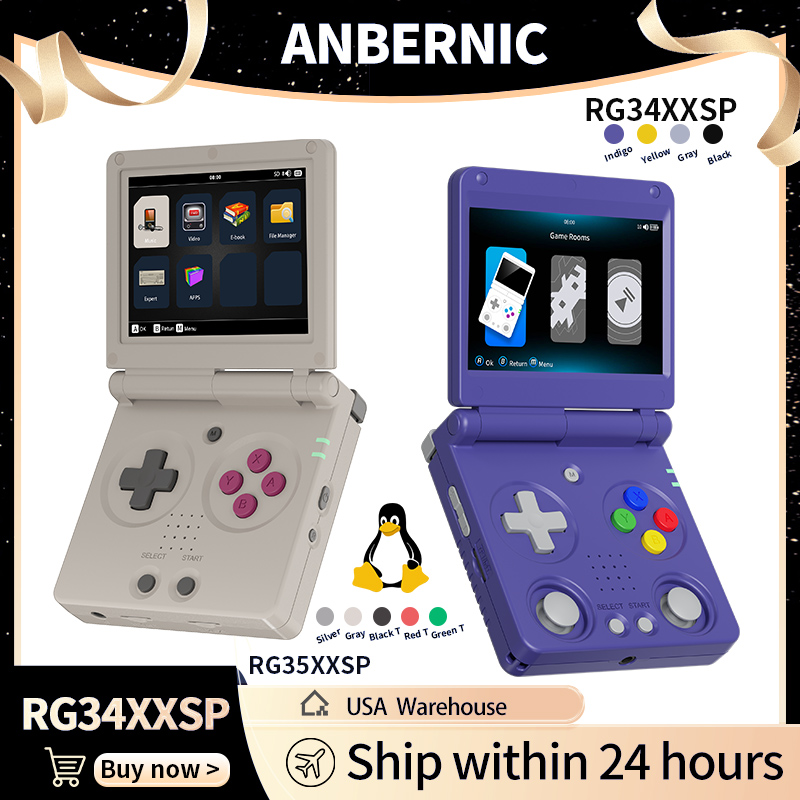 Retro Gaming N64 - Anbernic RG34XXSP RG35XXSP Flip Handheld-Spielekonsole IPS-Bildschirm