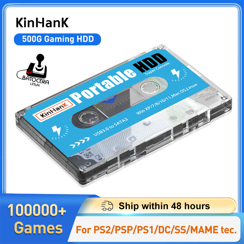 Retro Gaming Batocera - KINHANK 500G Gaming HDD Super Console