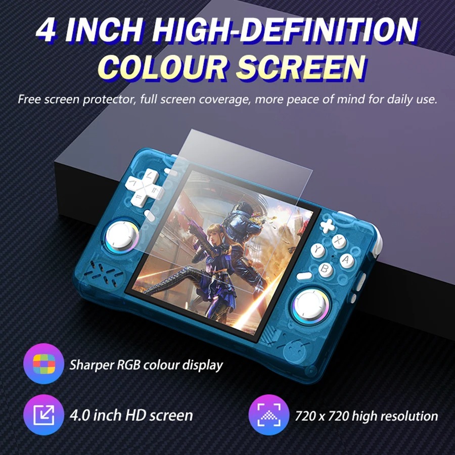 Retro Gaming Images - XF40H Retro-Handheld-Videospielkonsole, Linux-System, 4-Zoll-IPS-Bildschirm, tragbarer Mini-Handheld-Videoplayer,