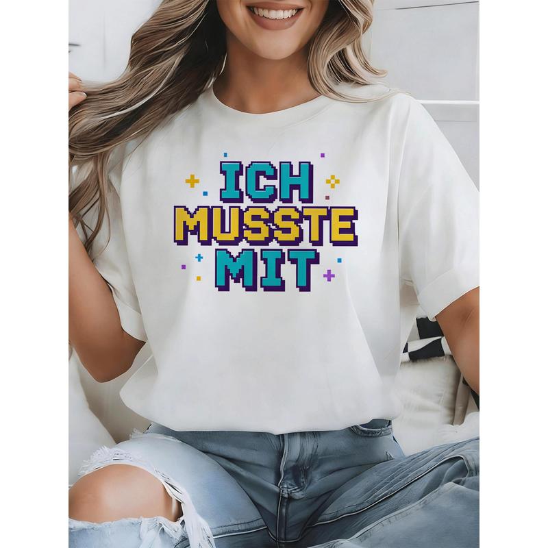 Retro Gaming Fonts - Ich musste mit deutschem Meme T-Shirt