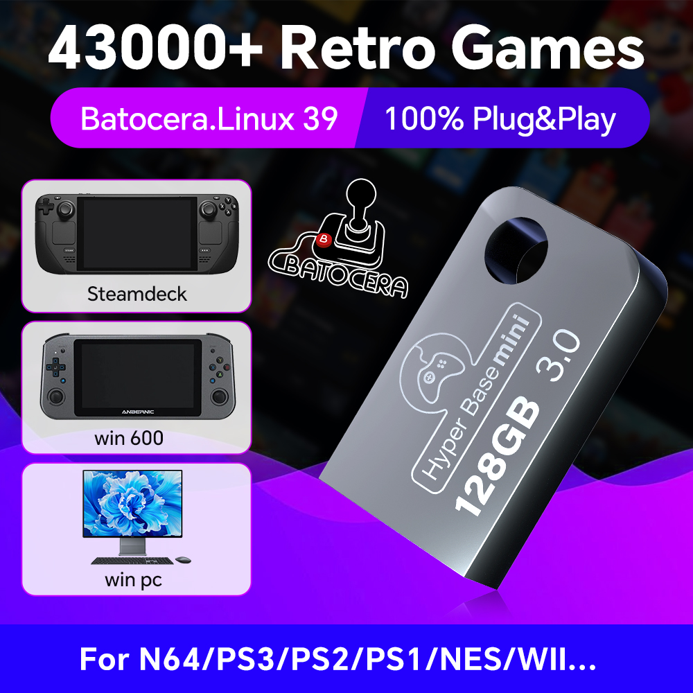 Retro Gaming N64 - Batocera 128G USB-Flash-Laufwerk für Windows 43000,